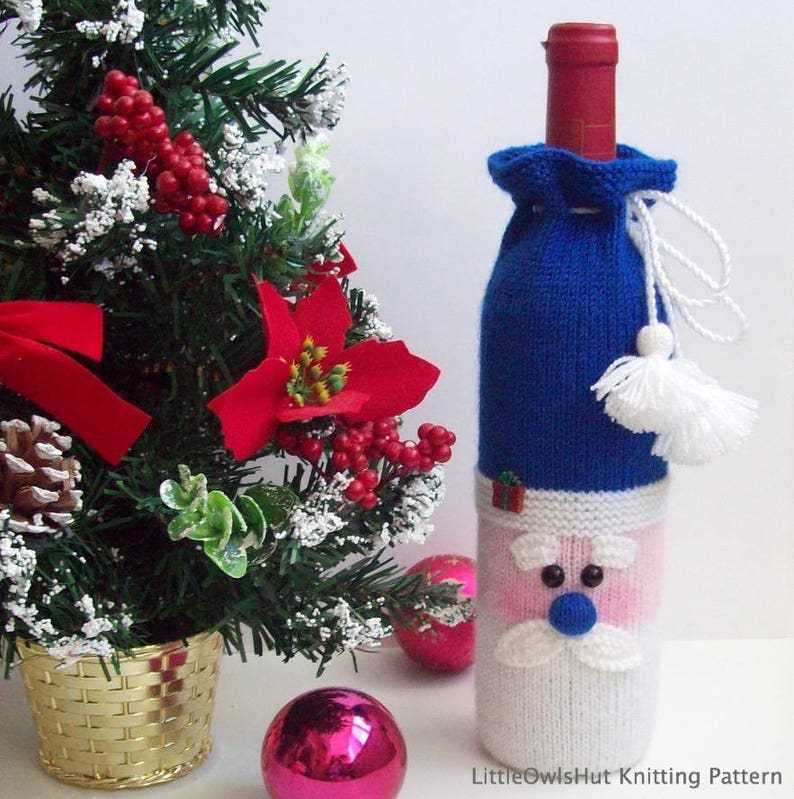 Knitted wine bottle bag pattern