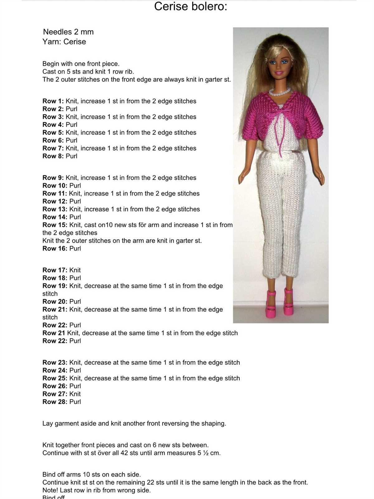 Free barbie knitting patterns pinterest