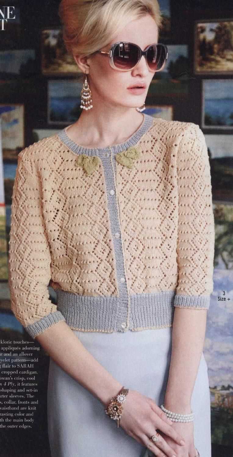 Ladies cropped cardigan knitting pattern