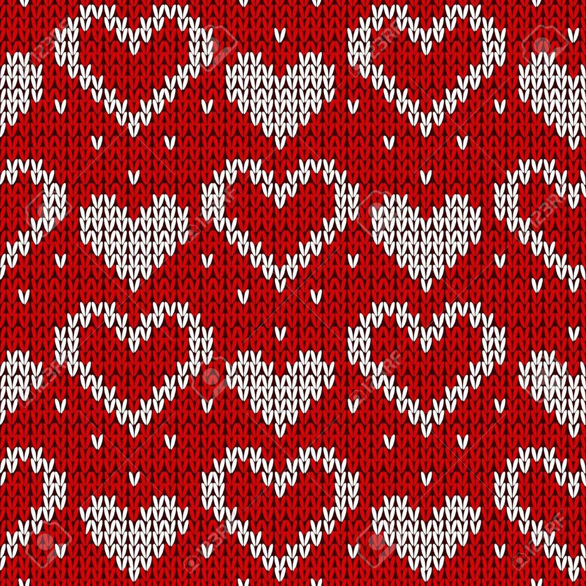 Knitting hearts pattern