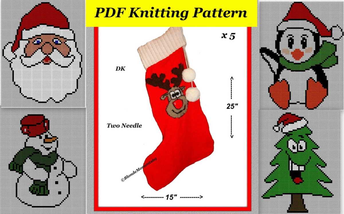 Knitted santa christmas stocking pattern