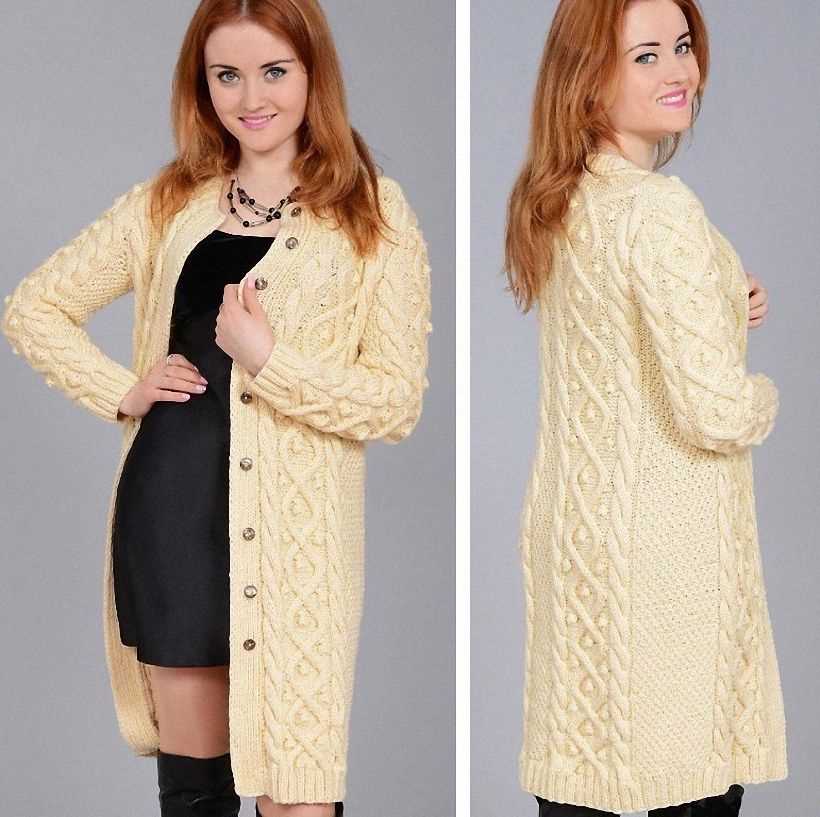 Knitted long coat pattern