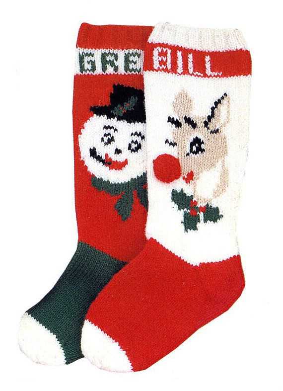 Pattern for knitted christmas stocking with name