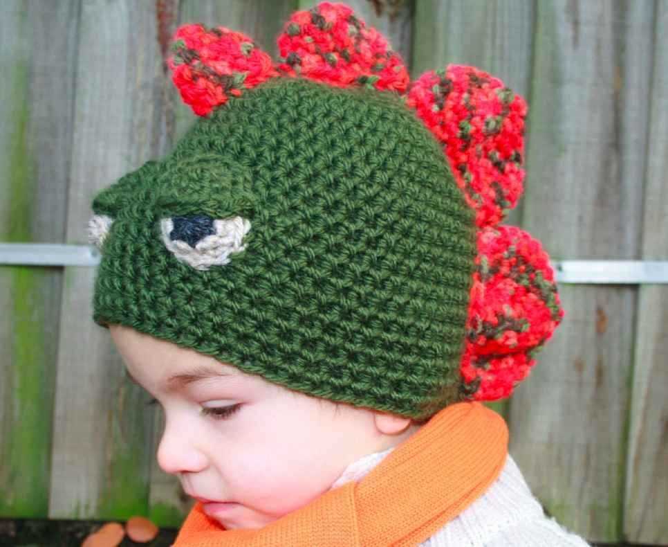 Free dinosaur hat knitting pattern