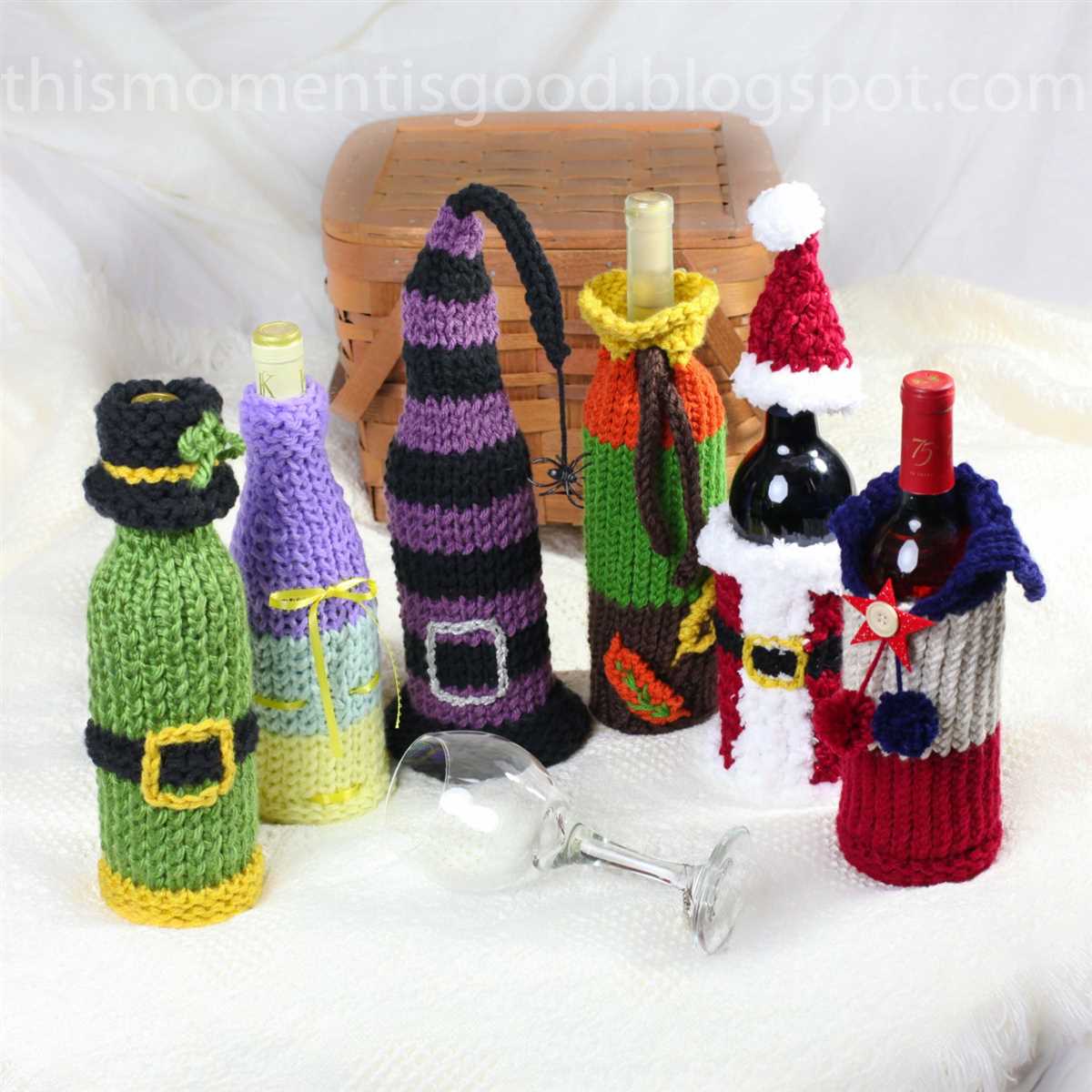 Knitted santa wine bottle cover pattern
