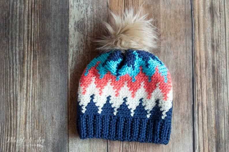 Free knit chevron hat pattern