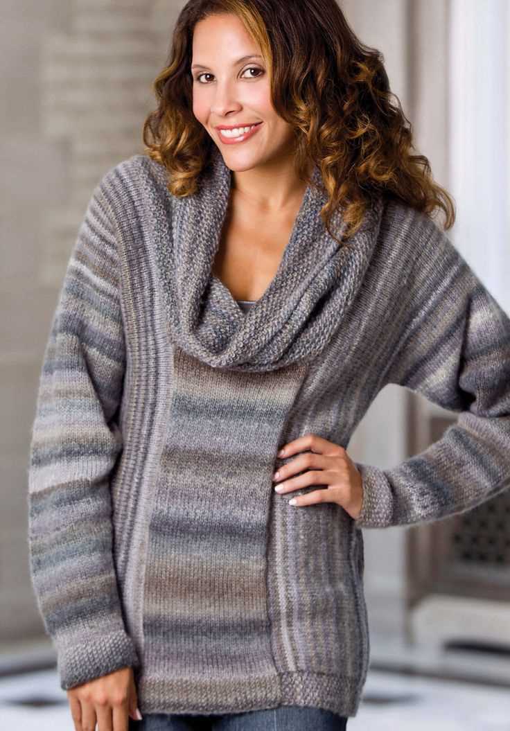 Free knitting pattern for ladies cowl neck sweater