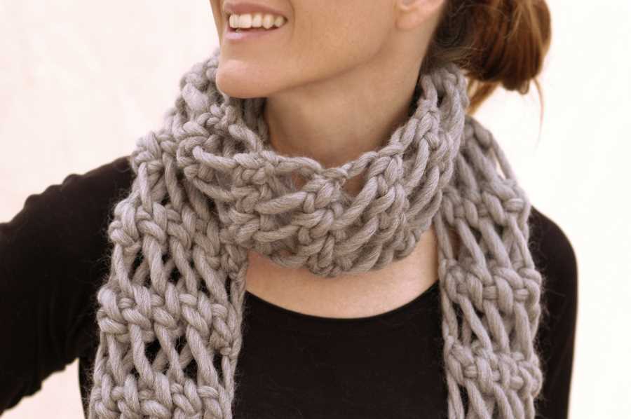 Open weave knit scarf pattern