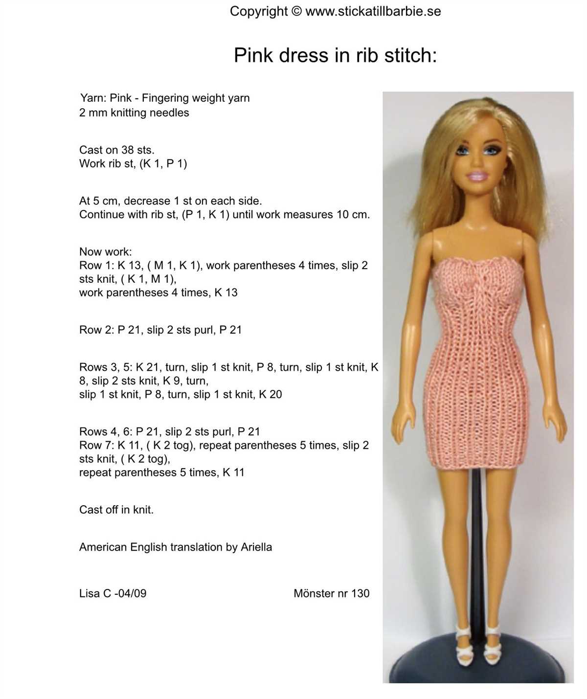Knit doll clothes patterns