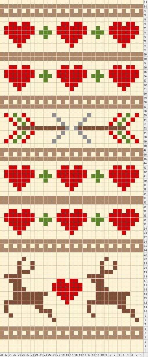 Heart knitting pattern chart