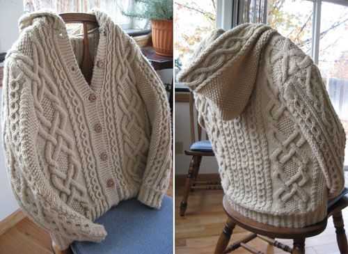 Knitted hooded cardigan pattern