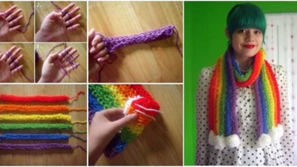 Rainbow scarf knitting pattern