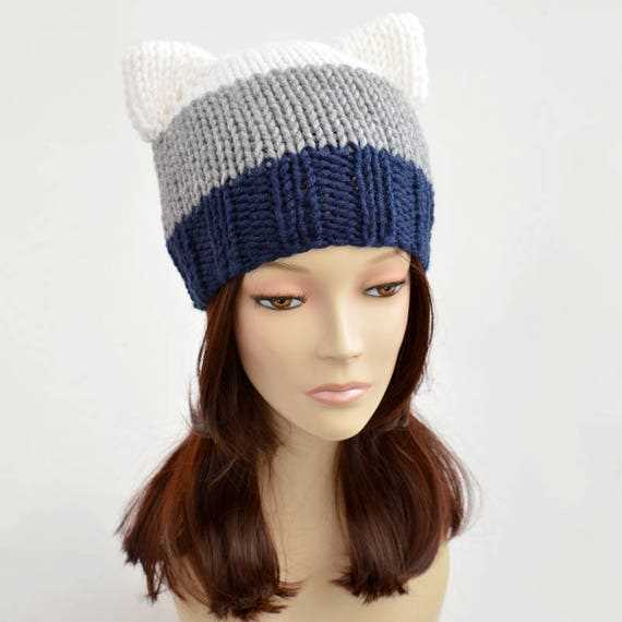 Knitted cat beanie pattern