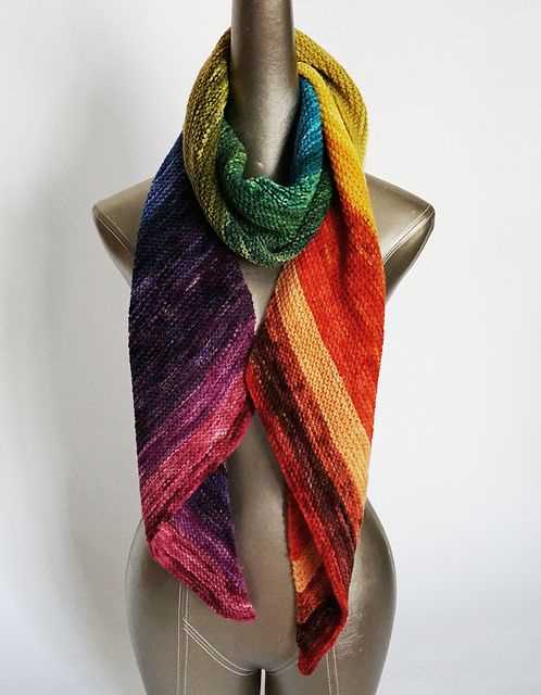 Knitting on the bias scarf pattern