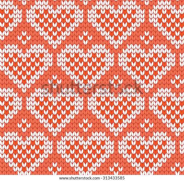 Knitting hearts pattern