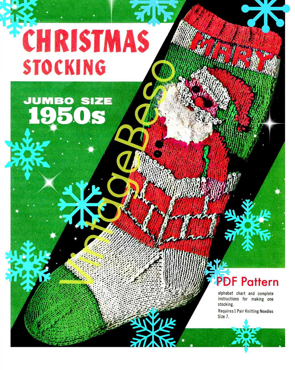 Knit pattern christmas stocking