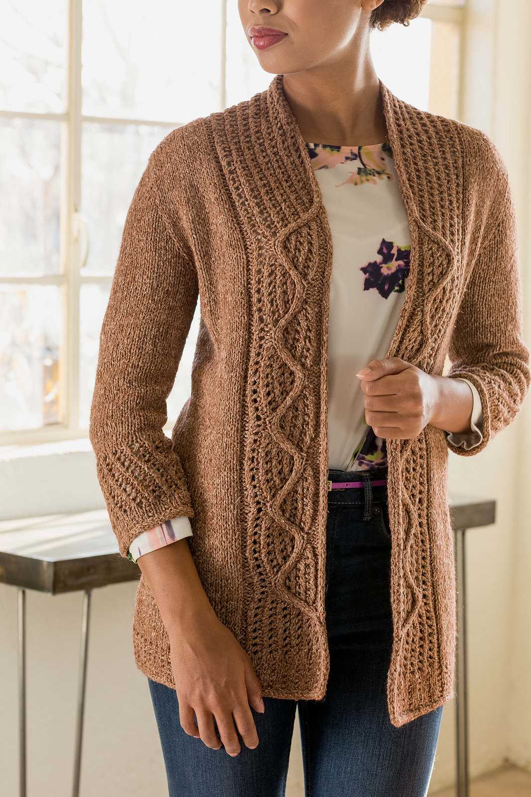 Ladies crossover cardigan knitting pattern