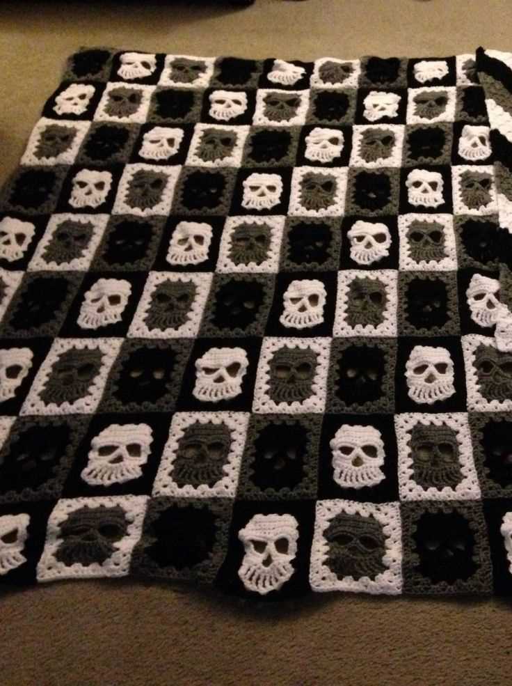 Create a Unique Knitted Skull Blanket with This Pattern Knitted skull blanket pattern