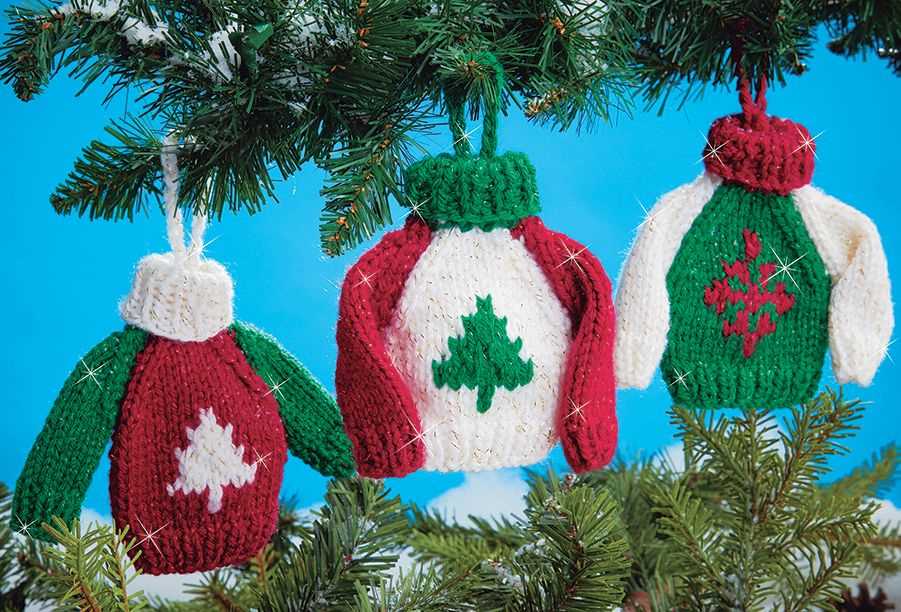 Mini knit sweater ornament pattern