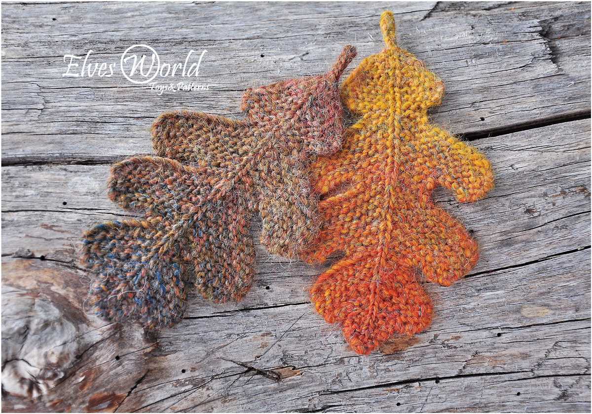 Knitted autumn leaves pattern