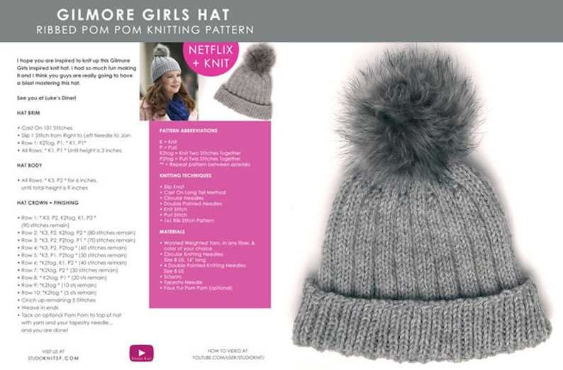 Knit ribbed hat pattern