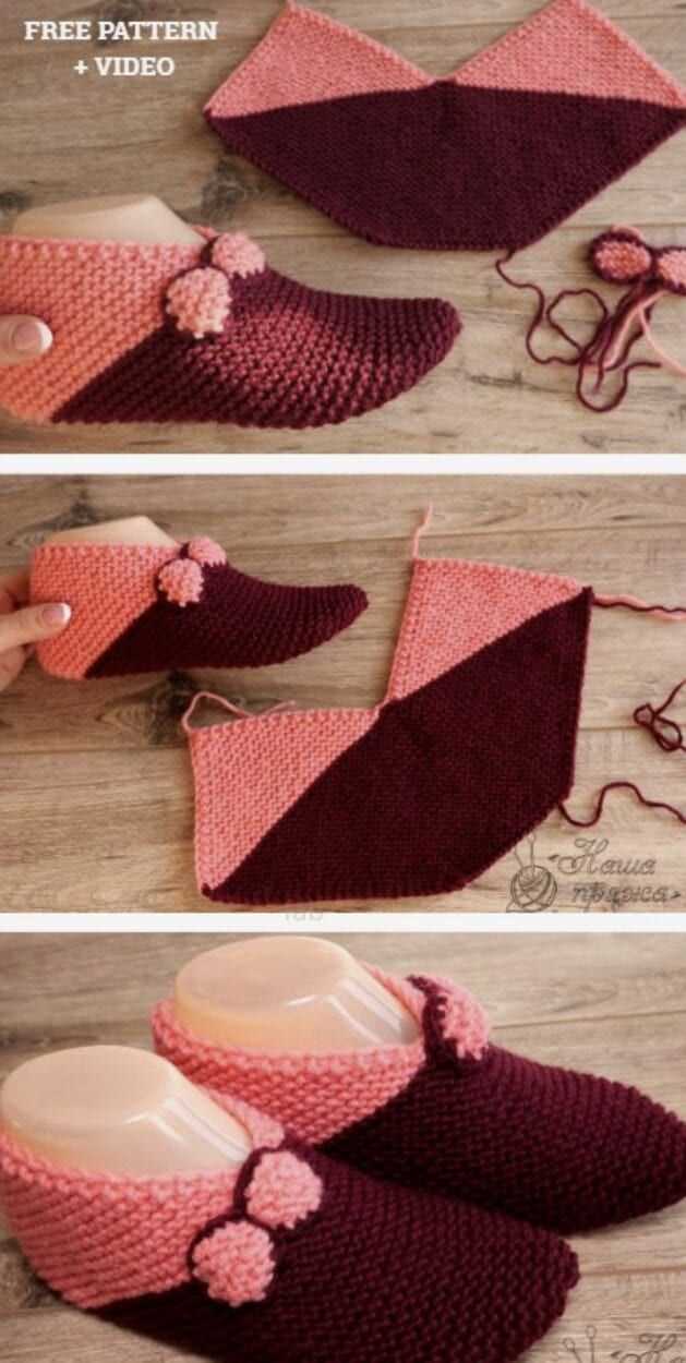 Garter stitch slippers knitting pattern