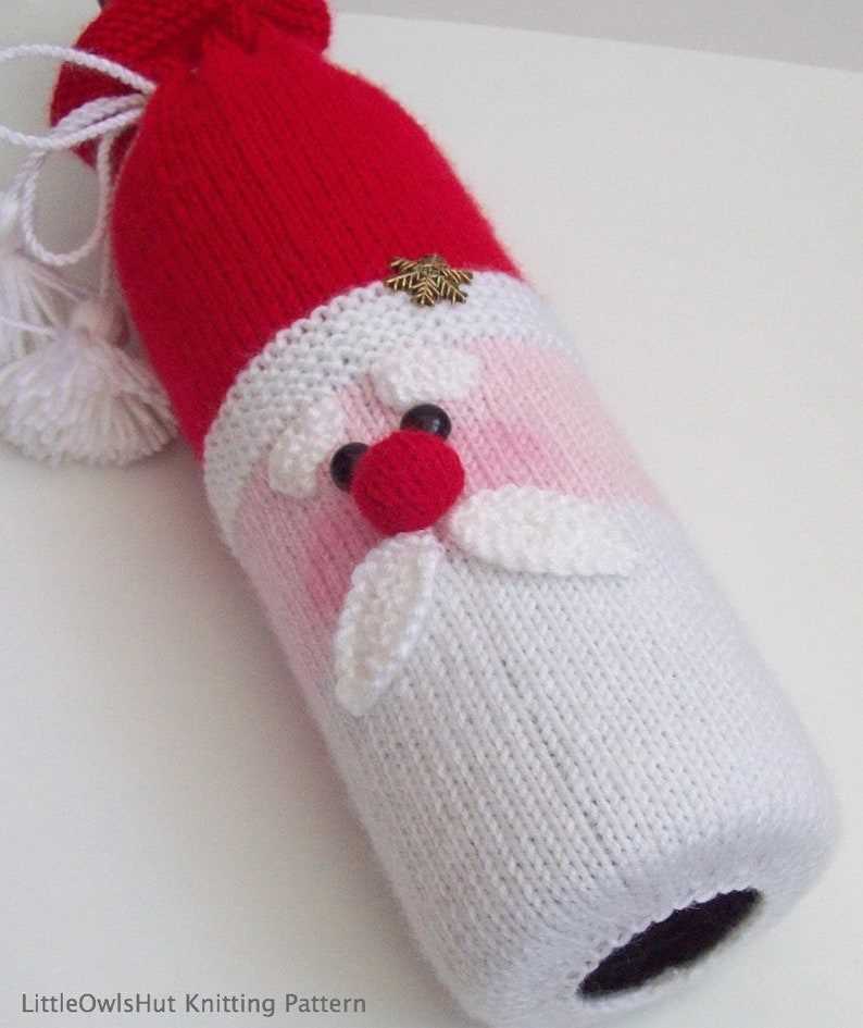 Create a Festive Knitted Santa Wine Bottle Cover with This Easy-to-Follow Pattern Knitted santa wine bottle cover pattern